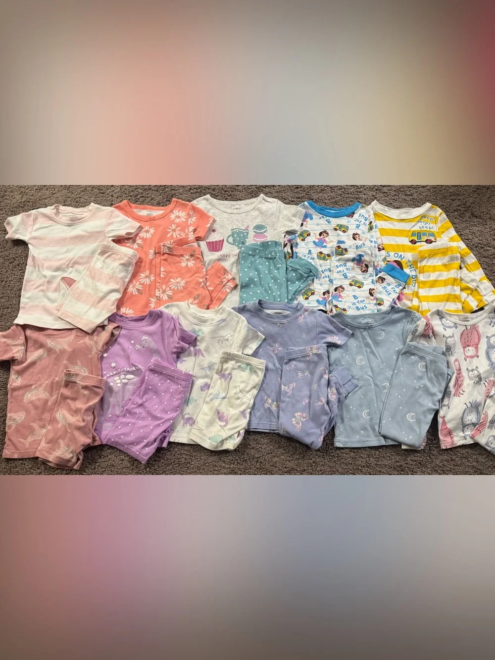 11 pairs Carters Toddler girl 3T pajamas